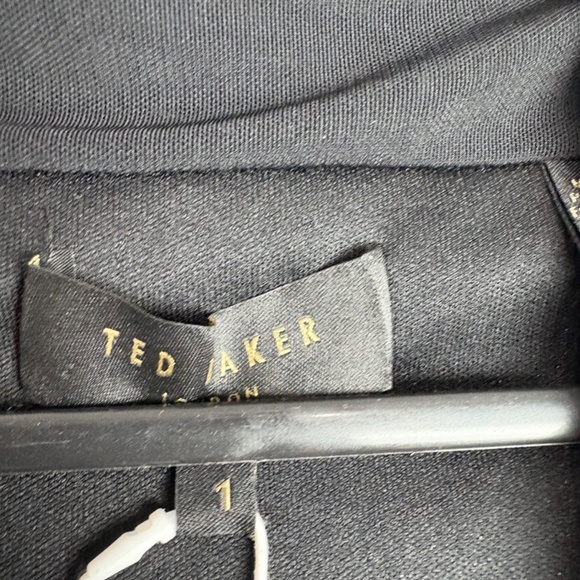 NWT Ted Baker London Cocktail Mini Dress Long Sleeve Plunge Bodycon Black Size 4 - Picture 7 of 8